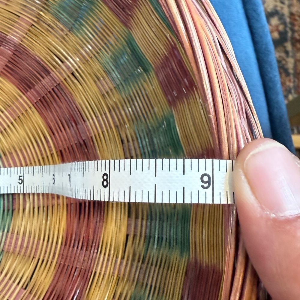 Vintage Sewing Collectible two- piece woven basket 9in at opening of basket - Picture 5 of 7
